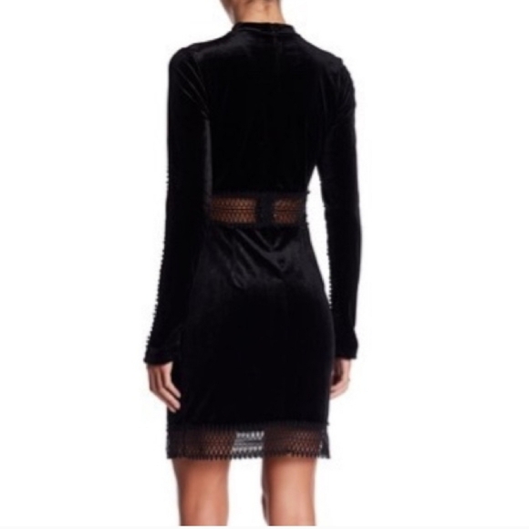 Romeo and Juliet Couture Black Velvet W/ Sheer Lace Trim Dress Stretch Sz S - Picture 2 of 16